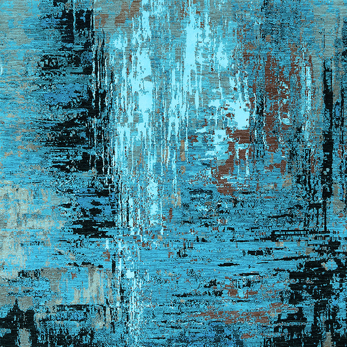 Machine Washable Oriental Light Blue Industrial Rug, wshurb2803lblu