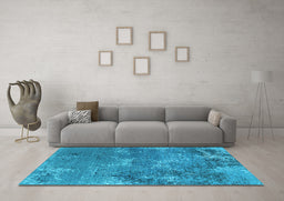 Machine Washable Oriental Light Blue Industrial Rug in a Living Room, wshurb2804lblu