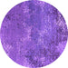 Round Oriental Purple Industrial Rug, urb2804pur