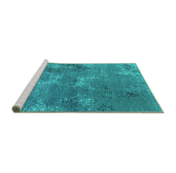 Sideview of Machine Washable Oriental Turquoise Industrial Area Rugs, wshurb2804turq