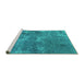 Sideview of Machine Washable Oriental Turquoise Industrial Area Rugs, wshurb2804turq