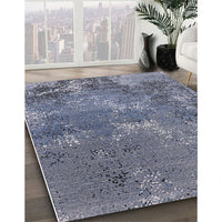 Mid-Century Modern Purple Navy Blue Oriental Rug, urb2804