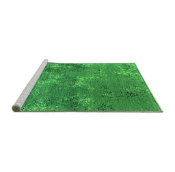 Sideview of Machine Washable Oriental Green Industrial Area Rugs, wshurb2804grn