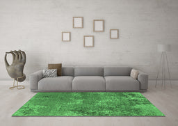Machine Washable Oriental Emerald Green Industrial Area Rugs in a Living Room,, wshurb2804emgrn