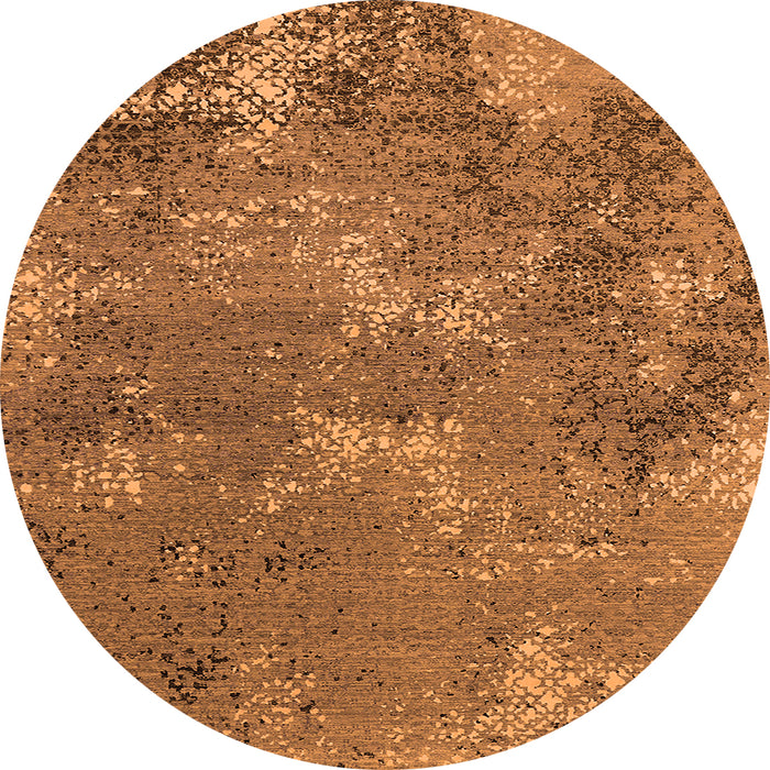Round Machine Washable Oriental Orange Industrial Area Rugs, wshurb2804org