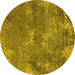 Round Oriental Yellow Industrial Rug, urb2804yw