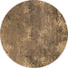 Round Oriental Brown Industrial Rug, urb2804brn