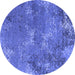 Round Oriental Blue Industrial Rug, urb2804blu