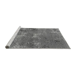 Sideview of Machine Washable Oriental Gray Industrial Rug, wshurb2804gry