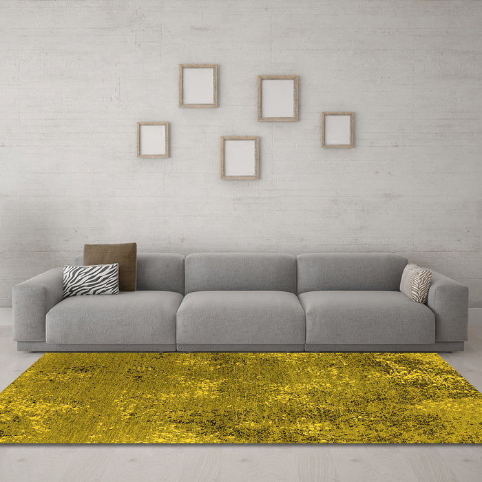 Machine Washable Oriental Yellow Industrial Rug in a Living Room, wshurb2804yw