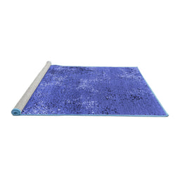 Sideview of Machine Washable Oriental Blue Industrial Rug, wshurb2804blu