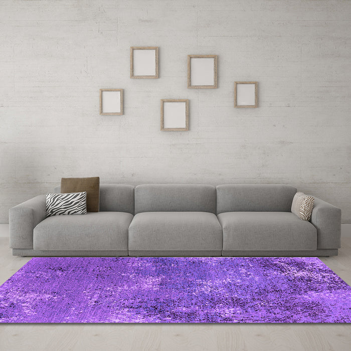 Machine Washable Oriental Purple Industrial Area Rugs in a Living Room, wshurb2804pur