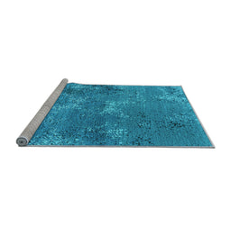 Sideview of Machine Washable Oriental Light Blue Industrial Rug, wshurb2804lblu