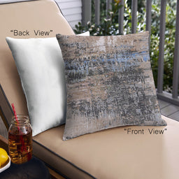 Front View of Mid-Century Modern Urban Square Silver Pink Throw Pillow, 18 inch by 18 inch, pwurb2805