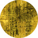 Round Oriental Yellow Industrial Rug, urb2805yw