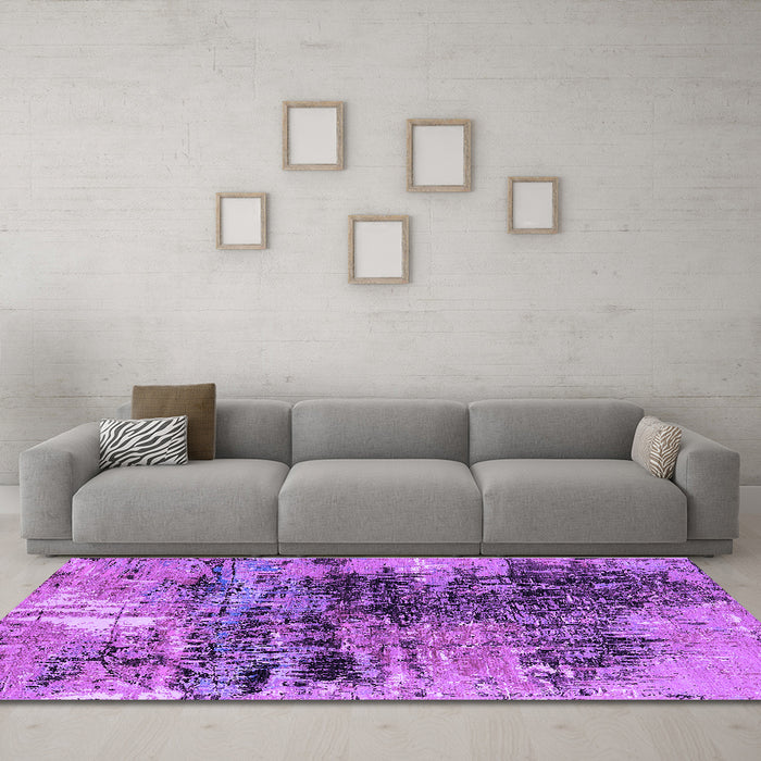 Machine Washable Oriental Purple Industrial Area Rugs in a Living Room, wshurb2805pur