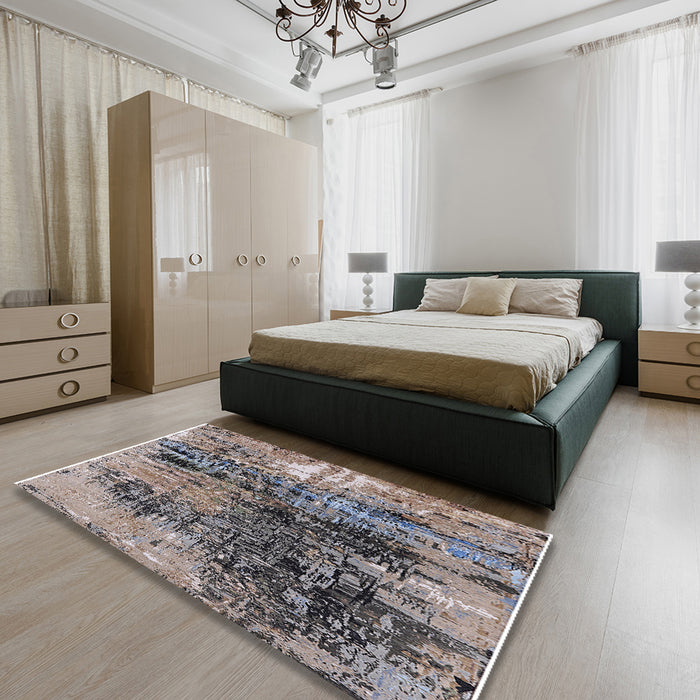 Machine Washable Industrial Modern Silver Pink Rug in a Bedroom, wshurb2805