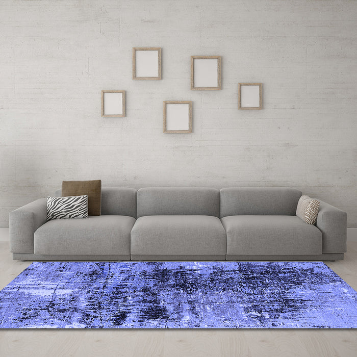 Machine Washable Oriental Blue Industrial Rug in a Living Room, wshurb2805blu