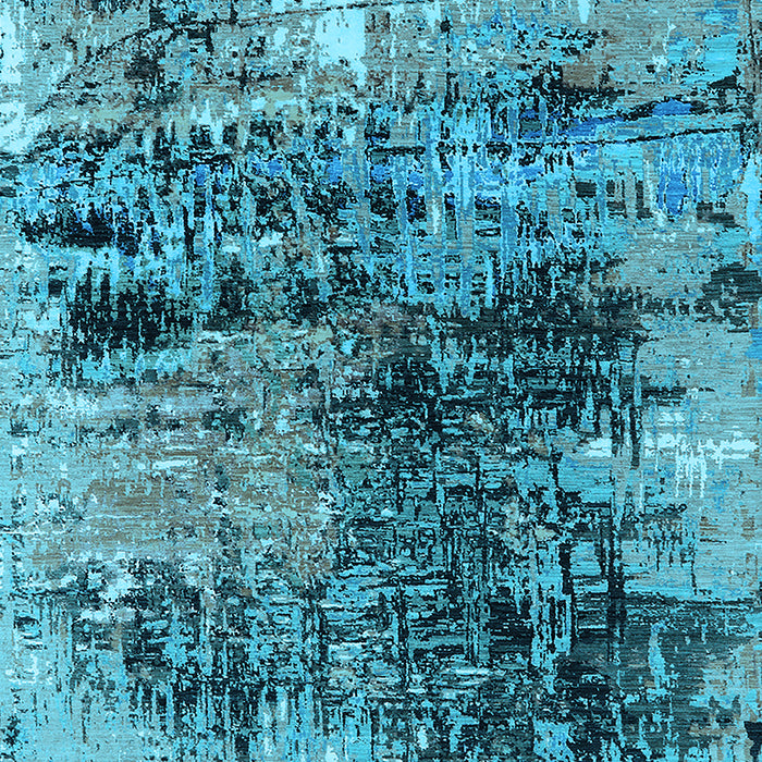 Machine Washable Oriental Light Blue Industrial Rug, wshurb2805lblu