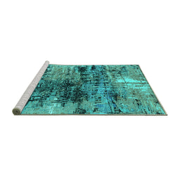 Sideview of Machine Washable Oriental Turquoise Industrial Area Rugs, wshurb2805turq
