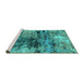 Sideview of Machine Washable Oriental Turquoise Industrial Area Rugs, wshurb2805turq