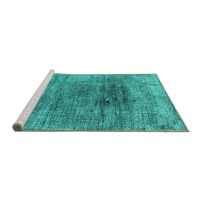 Sideview of Machine Washable Oriental Turquoise Industrial Area Rugs, wshurb2806turq
