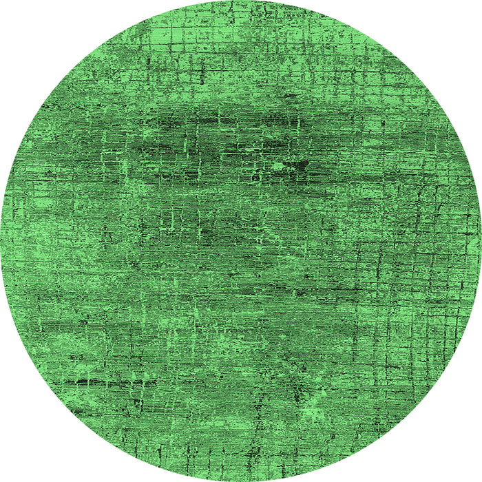 Round Oriental Emerald Green Industrial Rug, urb2806emgrn