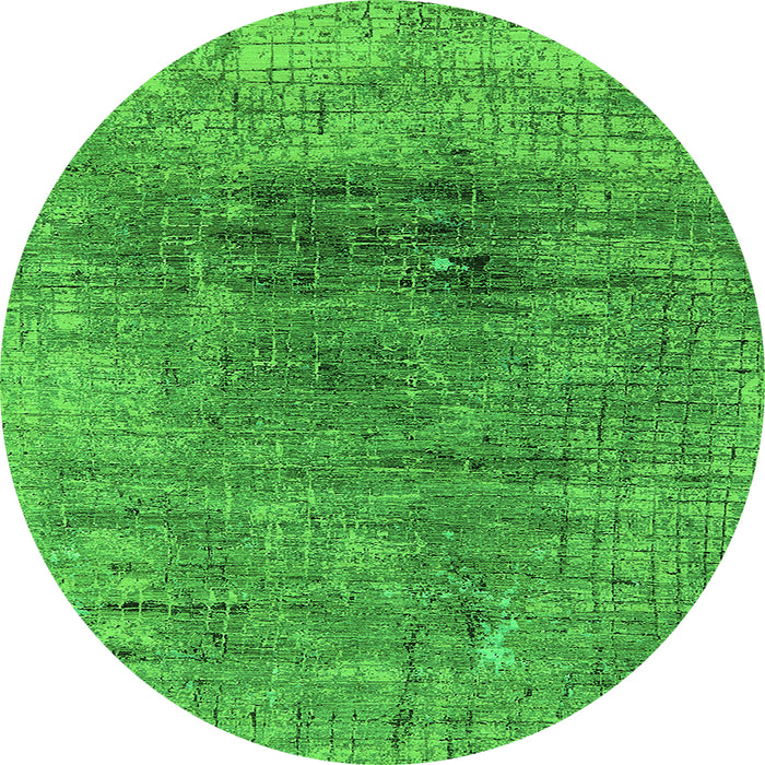 Round Oriental Green Industrial Rug, urb2806grn