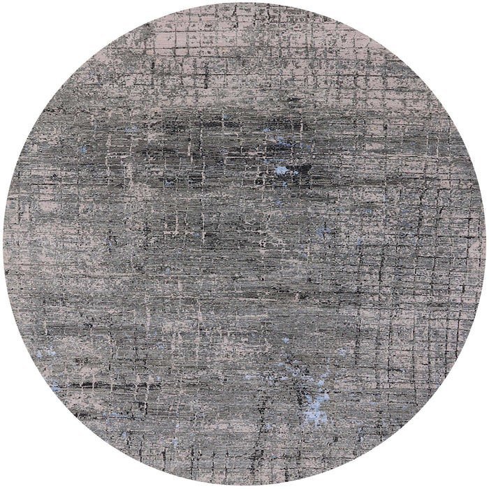 Round Machine Washable Industrial Modern Dark Gray Rug, wshurb2806