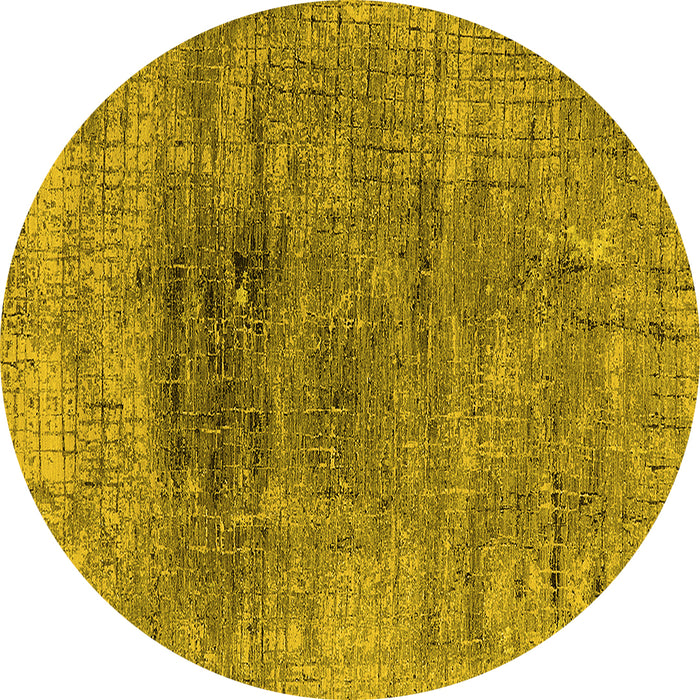 Round Oriental Yellow Industrial Rug, urb2806yw