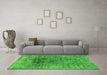 Machine Washable Oriental Green Industrial Area Rugs in a Living Room,, wshurb2806grn