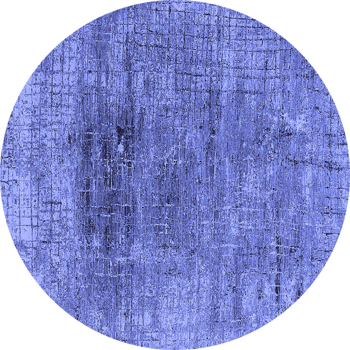 Round Oriental Blue Industrial Rug, urb2806blu