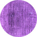 Round Machine Washable Oriental Purple Industrial Area Rugs, wshurb2806pur