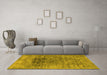 Machine Washable Oriental Yellow Industrial Rug in a Living Room, wshurb2806yw