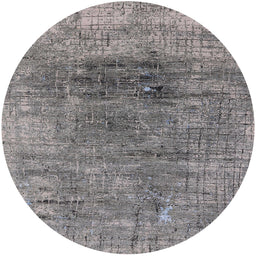 Round Mid-Century Modern Dark Gray Oriental Rug, urb2806