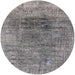 Round Mid-Century Modern Dark Gray Oriental Rug, urb2806