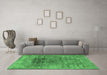 Machine Washable Oriental Emerald Green Industrial Area Rugs in a Living Room,, wshurb2806emgrn