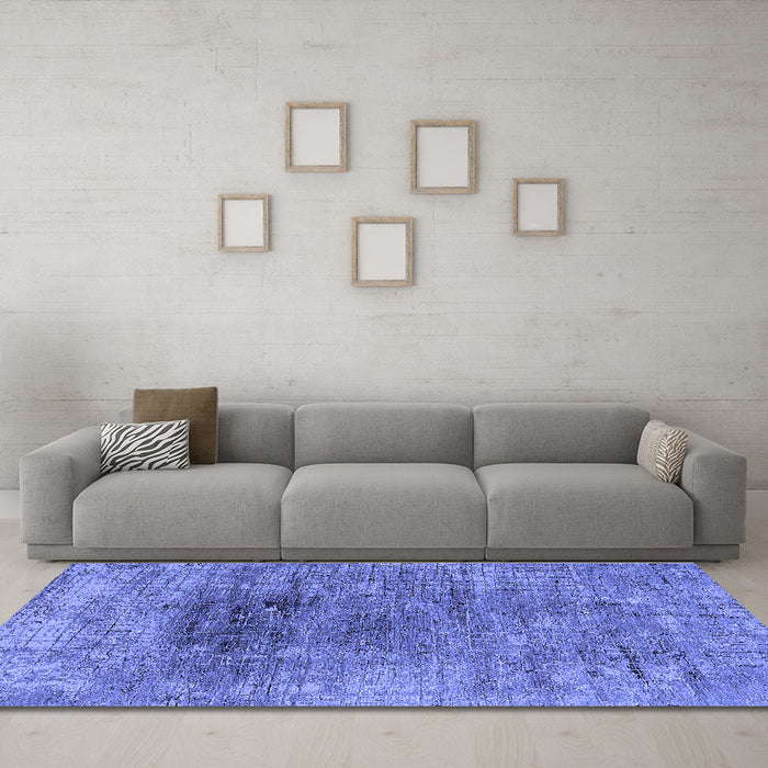 Machine Washable Oriental Blue Industrial Rug in a Living Room, wshurb2806blu