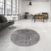 Round Mid-Century Modern Dark Gray Oriental Rug in a Office, urb2806