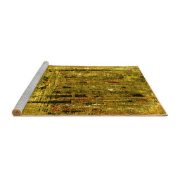 Sideview of Machine Washable Oriental Yellow Industrial Rug, wshurb2807yw