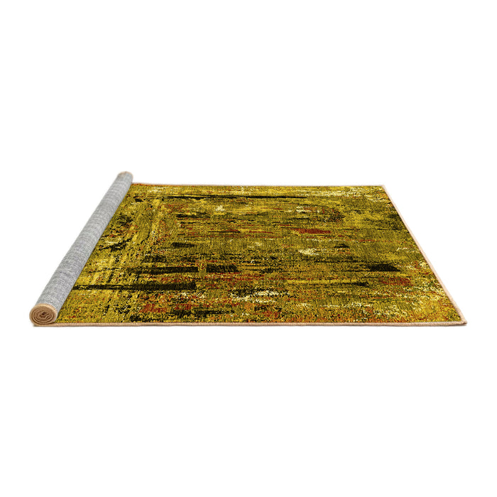 Sideview of Machine Washable Oriental Yellow Industrial Rug, wshurb2807yw