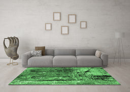 Machine Washable Oriental Emerald Green Industrial Area Rugs in a Living Room,, wshurb2807emgrn