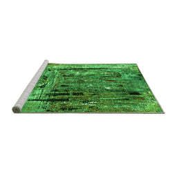 Sideview of Machine Washable Oriental Green Industrial Area Rugs, wshurb2807grn