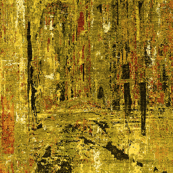 Machine Washable Oriental Yellow Industrial Rug, wshurb2807yw