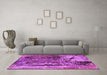 Machine Washable Oriental Pink Industrial Rug in a Living Room, wshurb2807pnk