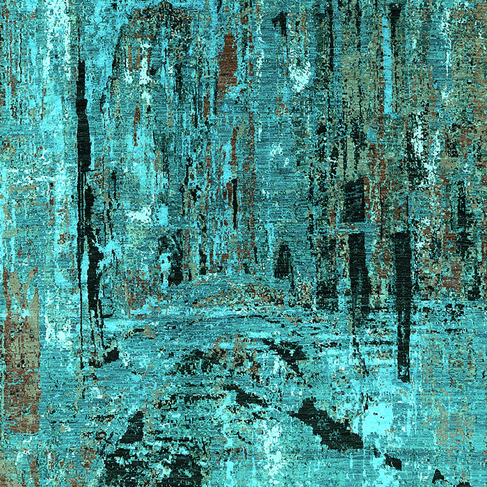 Machine Washable Oriental Turquoise Industrial Area Rugs, wshurb2807turq