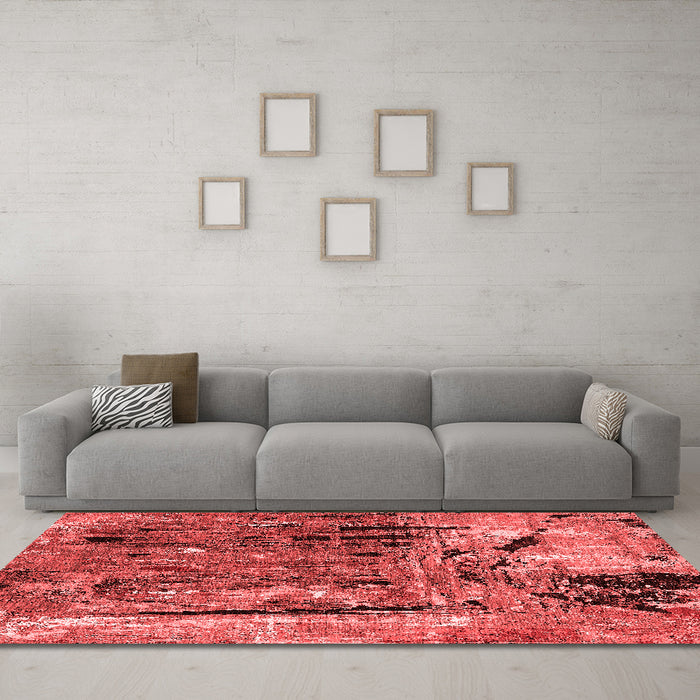 Industrial Red Washable Rugs