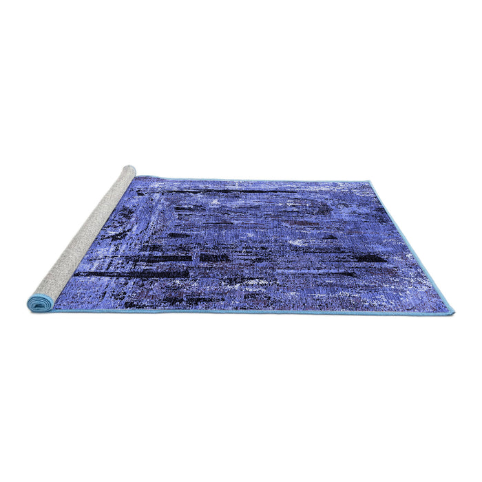Sideview of Machine Washable Oriental Blue Industrial Rug, wshurb2807blu