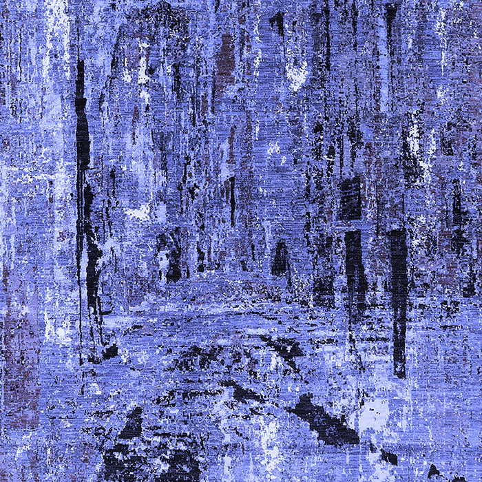 Machine Washable Oriental Blue Industrial Rug, wshurb2807blu