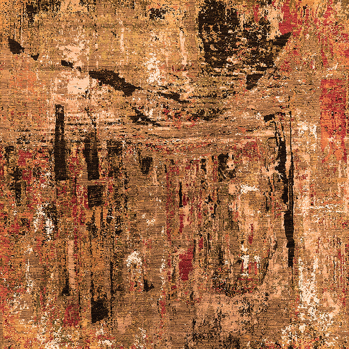 Square Machine Washable Oriental Orange Industrial Area Rugs, wshurb2807org